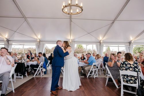 Bride and Groom Kissing First Dance